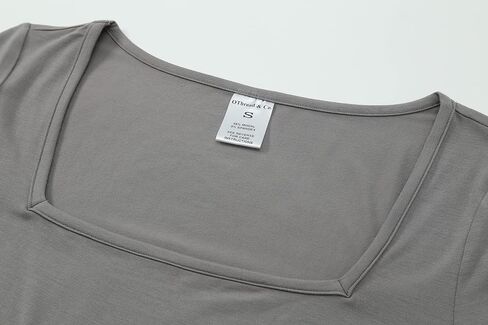 OThread & Co. Women's Short Sleeve Square Neck Crop Top Basic Comfy Stretch Tee in Kuwait