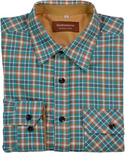 Ouranosaurus Men's Stretch Plaid Shirt Long Sleeve Button Down Shirts with Pocket Casual Check Shirt Jacket Shackets in Saudi Arabia