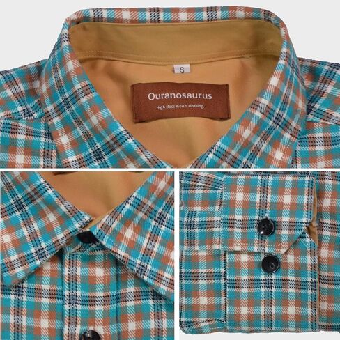 Ouranosaurus Men's Stretch Plaid Shirt Long Sleeve Button Down Shirts with Pocket Casual Check Shirt Jacket Shackets in Saudi Arabia