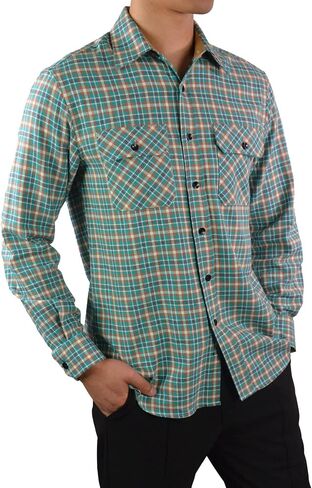 Ouranosaurus Men's Stretch Plaid Shirt Long Sleeve Button Down Shirts with Pocket Casual Check Shirt Jacket Shackets in Saudi Arabia