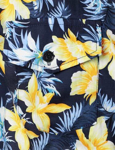 قميص JOGAL الرجالي بدون أكمام مزين بالزهور كاجوال بأزرار سفلية من هاواي in Kuwait