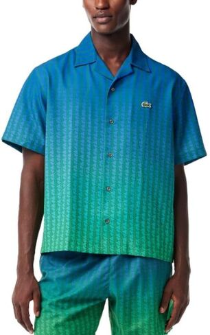 Lacoste Men's Short Sleeve Ombre Button Down Shirt in Saudi Arabia