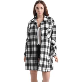 قميص منقوش نسائي مقاس كبير من AGO FTYxTRA - بلوزة ذات جودة عالية مريحة وحسن المظهر على طراز الصديق مقاس كبير in Kuwait