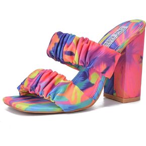Cape Robbin RIE Del Chunky High Heels for Women, Strappy Shoes with Square Open Toe