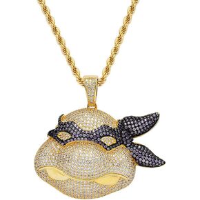 قلادة Union Power Turtles من الفولاذ المقاوم للصدأ، سلسلة قلادة هيب هوب من الزركون للرجال in Kuwait