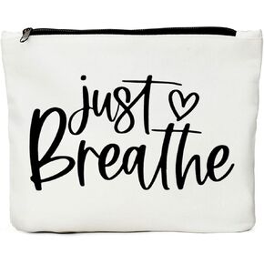 JIUWEIHU Meditation Yoga Gifts Zen Gifts for Women Yoga Instructor Gifts, Yoga Teacher Gifts, Just Breathe Yoga Bag Makeup Bag