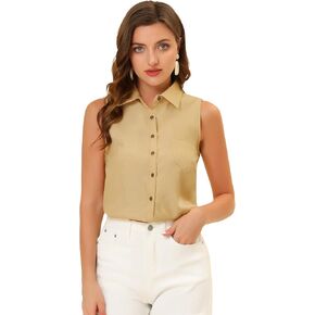 Allegra K Women's Single Breasted Casual Office Sleeveless Shirt in Kuwait
