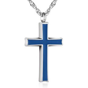 Dletay Cross Urn Necklace for Ashes Stainless Steel Cremation Jewelry for Ashes Memorial Ash Necklace for Men Women