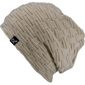 C.C Unisex Thick Oversized Furry Cozy Fleece Lining Winter Knit Beanie Warm Hat