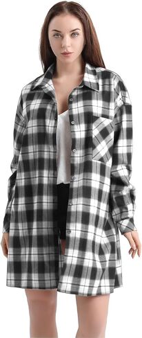 قميص منقوش نسائي مقاس كبير من AGO FTYxTRA - بلوزة ذات جودة عالية مريحة وحسن المظهر على طراز الصديق مقاس كبير in Kuwait