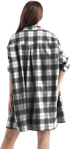 قميص منقوش نسائي مقاس كبير من AGO FTYxTRA - بلوزة ذات جودة عالية مريحة وحسن المظهر على طراز الصديق مقاس كبير in Kuwait