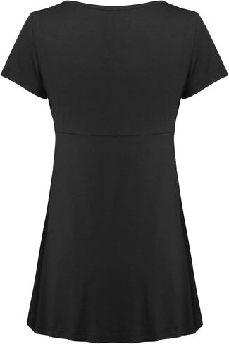 Tencole Womens Short Sleeve Summer Tunic Tops for Leggings Loose Fit Hide Belly Shirts Empire Waist Casual Tops in Kuwait