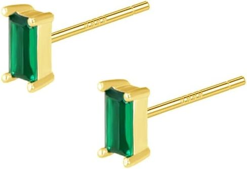 20g Rectangle Emerald Green CZ Minimalist Real 925 Sterling Silver Tiny Mini Cute Small Cartilage Stud Earrings for Women Teen Girls Little Girls Sensitive Ear Dainty Simple Square Geometric Huggie Crystal Diamond Piercing Post Pin Tragus Hypoallergenic F in Saudi Arabia
