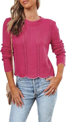ANCAPELION 2023 Fall Sweater for Women Cozy Crew Neck Pullovers Solid Colors Ribbled Knitted Womens Tops in Saudi Arabia