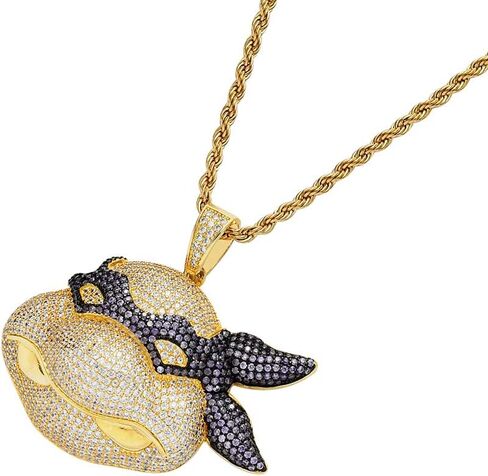 قلادة Union Power Turtles من الفولاذ المقاوم للصدأ، سلسلة قلادة هيب هوب من الزركون للرجال in Kuwait