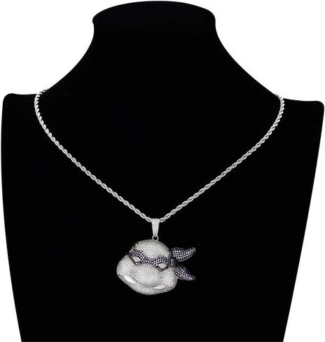 قلادة Union Power Turtles من الفولاذ المقاوم للصدأ، سلسلة قلادة هيب هوب من الزركون للرجال in Kuwait