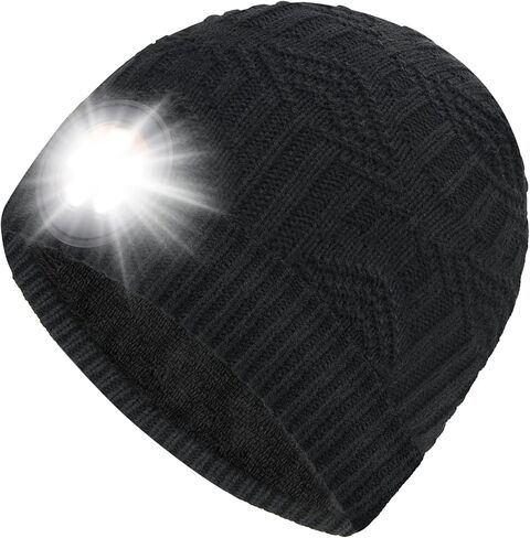 Upgraded LED Beanie Hat with Light Rechargeable Beanie with Light Detachable Headlamp Beanie Hat for Stocking Stuffers Unique Gifts for Men Unique Men Gifts Ideas Black in Kuwait
