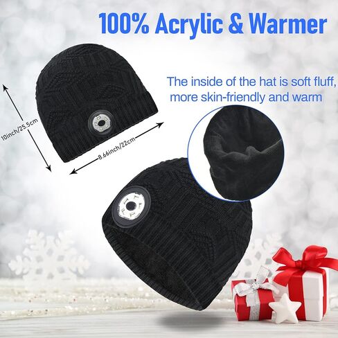 Upgraded LED Beanie Hat with Light Rechargeable Beanie with Light Detachable Headlamp Beanie Hat for Stocking Stuffers Unique Gifts for Men Unique Men Gifts Ideas Black in Kuwait