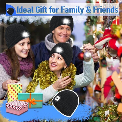 Upgraded LED Beanie Hat with Light Rechargeable Beanie with Light Detachable Headlamp Beanie Hat for Stocking Stuffers Unique Gifts for Men Unique Men Gifts Ideas Black in Kuwait