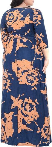 Nemidor Women's 3/4 Sleeve Floral Print Plus Size Casual Party Maxi Dress in Kuwait