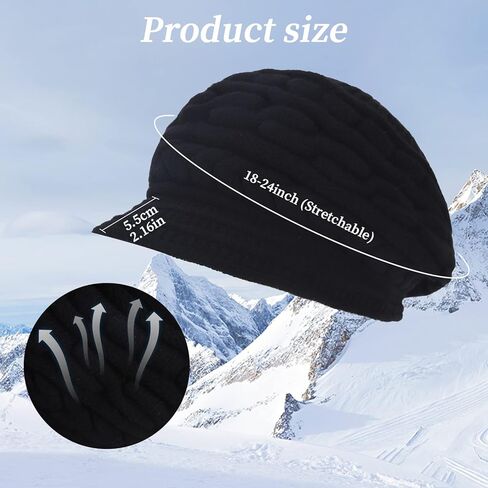 قبعات صغيرة للنساء، إكسسوارات الملابس الشتوية الخارجية، قبعات دافئة محبوكة مع بطانة من الصوف الدافئ، قبعة بيريه أنيقة سميكة وقابلة للتمدد للنساء والسيدات والفتيات (أسود) in Kuwait