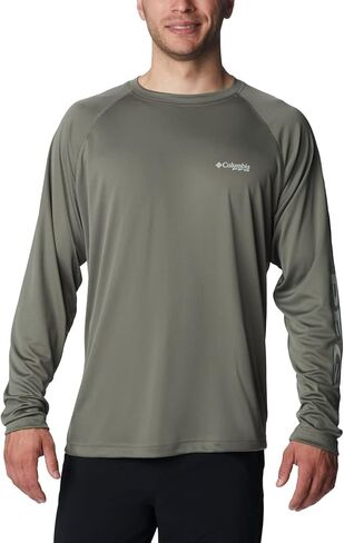 Columbia Men's Terminal Tackle Long Sleeve Shirt, Cypress/Cool Green Logo, Large in Saudi Arabia
