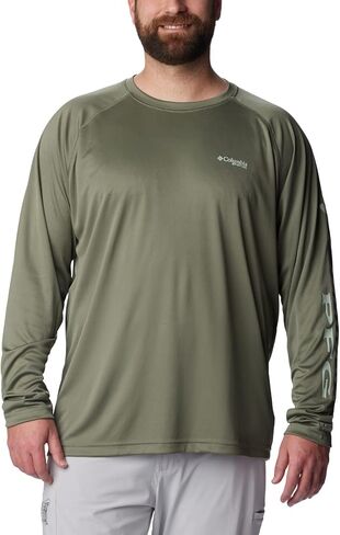 Columbia Men's Terminal Tackle Long Sleeve Shirt, Cypress/Cool Green Logo, Large in Saudi Arabia