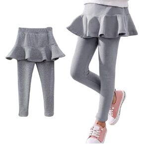 Ehdching Toddler Girls Footless Leggings with Ruffle Tutu Skirt Fleece Lined Warm Thick Pantskirt Pants Tights