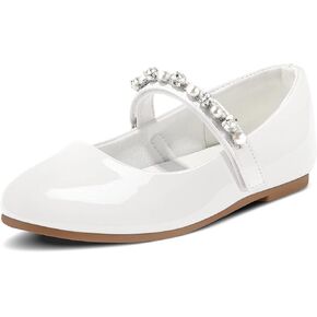K KomForme Girl Toddler/Little Kid/Big Kid Ballet Flats Pearl Rhinestone Mary Jane Slip-on Party School Princess Flower Wedding Dress Shoes