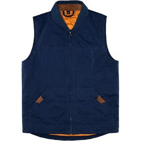 Men's Quilted Lined Vest Washed Canvas Winter Warm Outdoor Hunting Work Utility Travel Vest Jacket