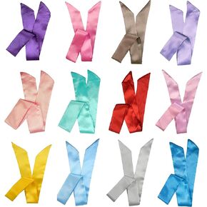LilMents 12 Set Mixed Designs Satin Head Hair Handbag Handle Highlights Scarf Tie Bundle