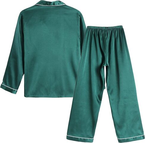 Vopmocld Big Kids Unisex Pjs Set Girls Boys Silk Pajama Sets Satin Clasic Sleepwear Long Sleeve 2 Pieces Button Down Nighty in Saudi Arabia