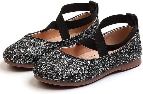 PrettyQueen Toddler Little Girls Glitter Dress Shoes Slip On Ballet Mary Jane Flats for Princess Wedding Party School in Kuwait