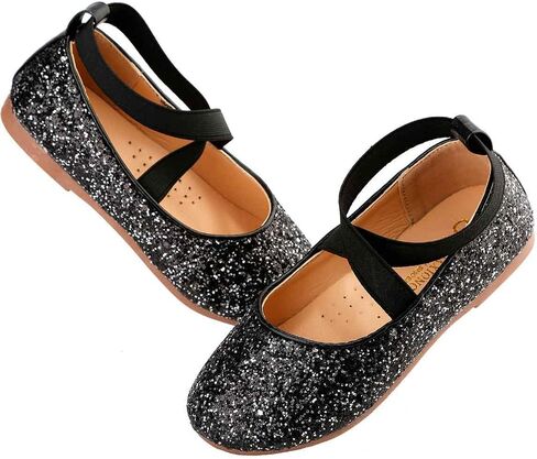 PrettyQueen Toddler Little Girls Glitter Dress Shoes Slip On Ballet Mary Jane Flats for Princess Wedding Party School in Kuwait