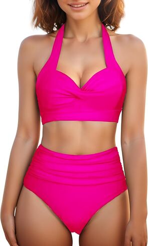 OPPOSHE Bikini Sets for Women Tummy Control, High Waisted Two Piece Swimsuit Bathing Suits with Adjustable Straps in Kuwait