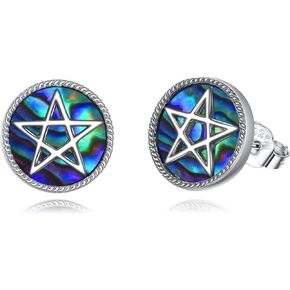 YFN Moon/Star/Leaf Pentagram Pentacle Stud Earrings Sterling Silver Crescent Moon Star/Leaf Drop Earrings Jewelry Gifts for Men Women