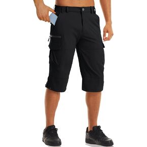 MAGCOMSEN Men's Workout Shorts 7 Pockets Quick Dry 3/4 Capri Pants Zipper Pockets Hiking Athletic Shorts