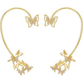 فراشة الأذن الكفة الأقراط للنساء الزركون أربع فراشة الأذن الكفة التفاف حول الأقراط لا ثقب مشبك فراشة جوفاء على الأقراط الزاحفة للفتيات in Kuwait