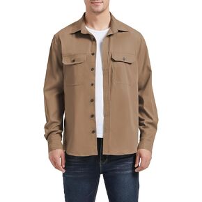 قميص رجالي من CALSUZ من الفلانيل بأزرار سفلية وأكمام طويلة منقوشة مع جيب وسترات قميص من الفلانيل غير رسمية فضفاضة in Kuwait