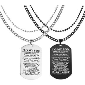 قلائد على شكل كلب لابني من أبي أم أريد أن أصدق بعمق في قلبك القوات الجوية العسكرية البحرية قوات السواحل قلادة عيد الميلاد والتخرج ، مجموعة من 2, ستانلس ستيل, حجر الراين in Kuwait