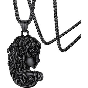 FaithHeart Medusa Pendant Necklace for Women Men, Stainless Steel/18K Gold Plated Ancient Greece Jewelry Customizable Delicate Gift Packaging