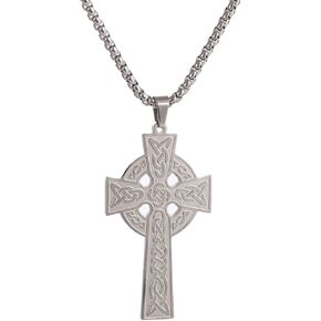 قلادة صليب سلتيك من NIGHTCRUZ، قلادة صليب مسيحي من الفولاذ المقاوم للصدأ للرجال والنساء، قلادة صلاة الصفاء بعقدة أيرلندية in Kuwait