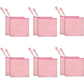 12 Pack DIY Craft Cotton Canvas Bag, Multi-Purpose Cosmetic Bag Makeup Pouches with Zipper Travel Toiletry Bag (XS, Black)