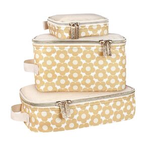 Itzy Ritzy Packing Cubes - Set of 3 Packing Cubes or Travel Organizers; Each Cube Features A Mesh Top, Double Zippers & A Fabric Handle, Milk & Honey