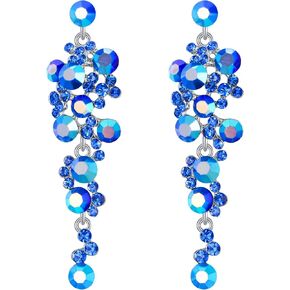 Flyonce Women's Crystal Wedding Bohemian Boho Floral Chandelier Long Dangle Earrings in Kuwait