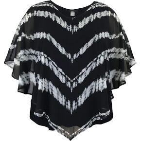 بلوزة LEEBE للنساء والمقاسات الكبيرة بطبقة مزدوجة من الشيفون المطبوع (Small-5X) in Kuwait