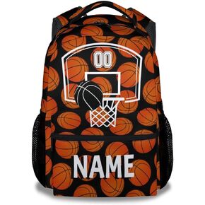 Basketball Backpack for Boys Girls, 16 Inch Black Backpacks for School Travel, Cool Lightweight Bookbag for Kids