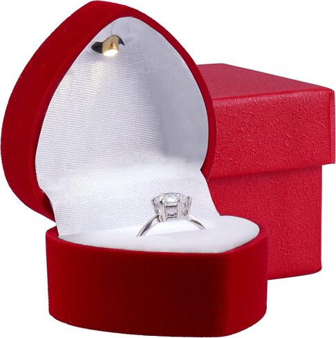 صندوق خاتم قلب نوبل مع ضوء - صندوق خاتم خطوبة LED فريد من نوعه لخاتم الاقتراح أو المناسبات الخاصة (أسود) in Kuwait