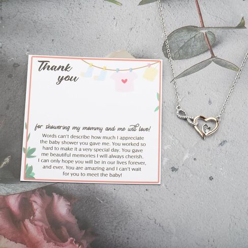 WSNANG Babyshower قلادة مضيفة استحمام الطفل شكرا لك هدية للمجوهرات مضيفة المضيف مع بطاقة رسالة قلادة الحب اللانهائي القلب in Saudi Arabia