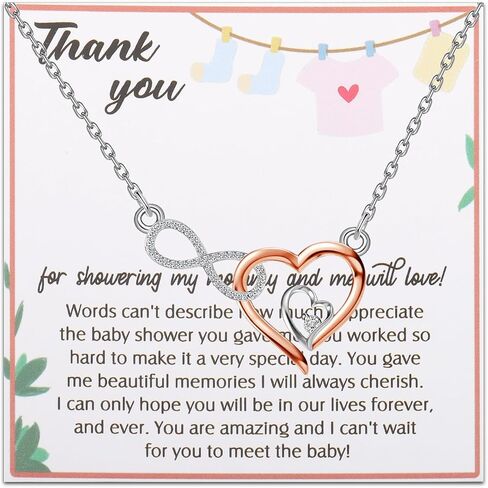 WSNANG Babyshower قلادة مضيفة استحمام الطفل شكرا لك هدية للمجوهرات مضيفة المضيف مع بطاقة رسالة قلادة الحب اللانهائي القلب in Saudi Arabia